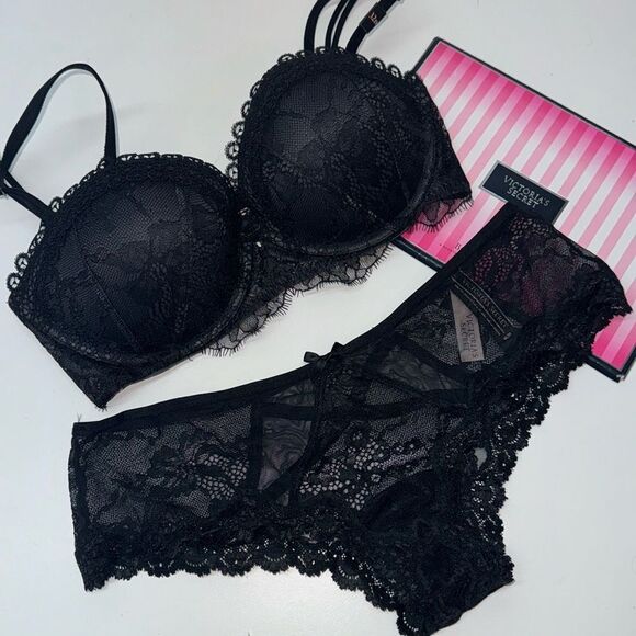 🔥VICTORIA SECRET strapless multiway PUSH-UP  BRA SET 32D// M  NEW - Picture 1 of 8